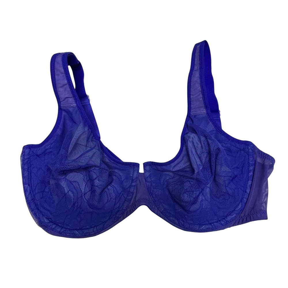 Wacoal Underwire Bra Royal Blue Floral Lace 855225 Womens 36DD Sexy